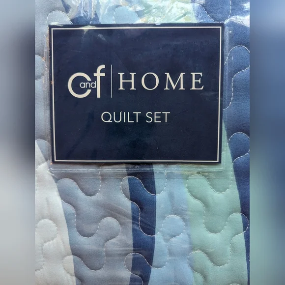 NWT C&F Home Sea Waves Blue Ocean Reversible Twin Quilt Set with One Sham - Picture 11 of 16